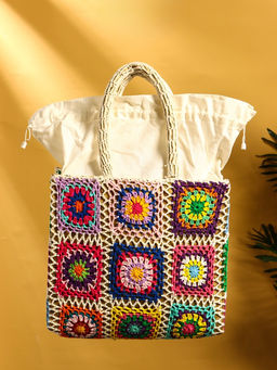 Сумка плетёная из пандана, 30×10×50 см, разноцветная