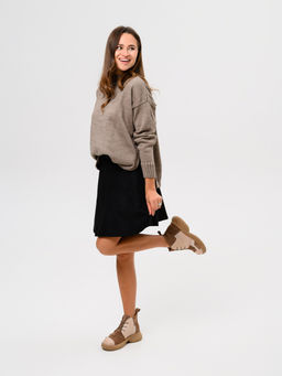 Ботинки 305.927ka.Вакса пудра+серо коричневая замша/шерсть