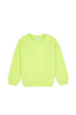 Erkek _ocuk Ye_il Bisiklet Yaka Basic Sweatshirt