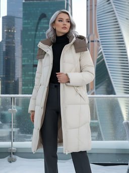 Пальто зимнее Visdeer 7709B женское утепленное 240 г/м² бежевое  фото 21