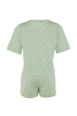 Trendyolmilla Beyaz %100 Pamuklu Puantiyeli ve Kalpli Sortlu Orme Pijama Tak?m? THMSS21PT1485 фото 30