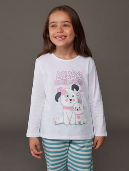 Bisiklet Yaka K?z ?ocuk Pijama Tak?m?