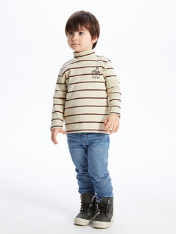 Bal?k?? Yaka Uzun Kollu ?izgili Erkek Bebek Ti??rt