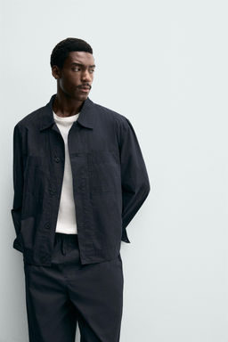 SOBRECAMISA REGULAR FIT POPEL?N / Marino - Zara фото 5