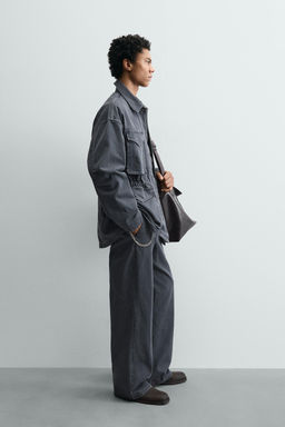 PANTAL?N ESTRUCTURA ALGOD?N LAVADO / ?ndigo claro - Zara фото 4