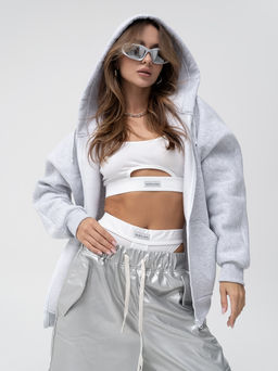 Толстовка футер 3х нитка с начесом,серый меланж - Binita фото 4