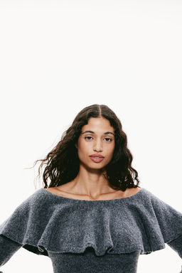 Jersey off-the-shoulder con volante - H&m фото 3