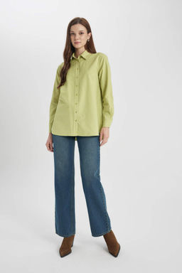 Рубашка-туника из поплина с длинными рукавами Relax Fit - Defacto фото 2