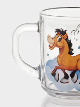 Цена за 20 шт. Кружка Green tea. Лошади мечтатели, 250 мл, стекло, прозрачная, рисунок МИКС