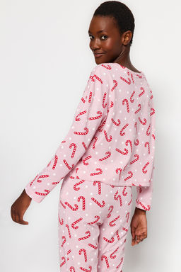 Trendyolmilla Lacivert %100 Pamuklu Y?lbas? Temal? Orme Pijama Tak?m? THMAW21PT0771  фото 11