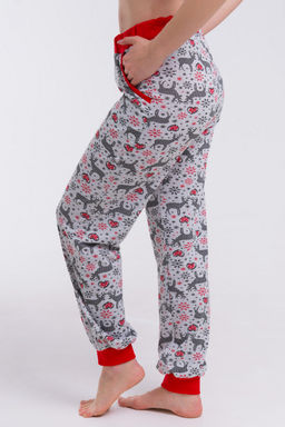 Брюки женские из кулирки на манжете красный