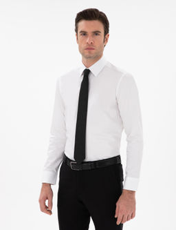 Beyaz Slim Fit Pamuklu Klasik G_mlek
