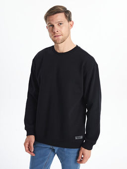 Bisiklet Yaka Uzun Kollu Erkek Kal?n Sweatshirt