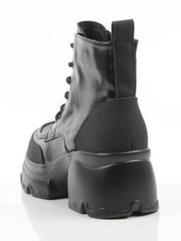 01-F591-1 BLACK Ботинки демисезонные женские (натуральная кожа, искусственная кожа)