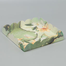 Цена за 5 шт. Коробка для печенья, кондитерская упаковка с пластиковой крышкой, «Лучшему учителю», 18×18×3 см