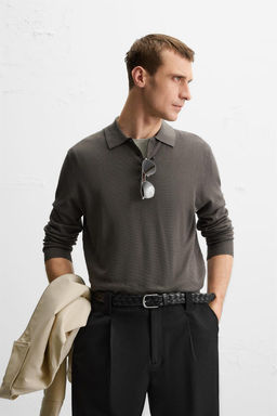 SILK/COTTON KNIT POLO SHIRT - Zara фото 3