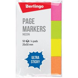 Закладки самоклеящ. Berlingo "Ultra Sticky" (LSz_41002) неон 50*20мм, 4цв.*50л.