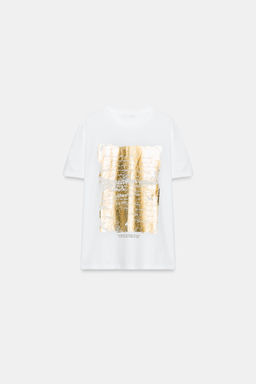 CAMISETA METALIZADA MANGA CORTA / Blanco