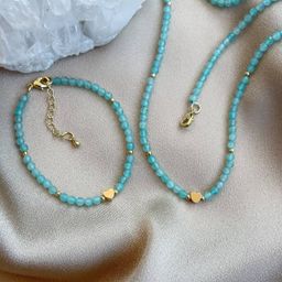 Браслет "Сердце" из Амазонита огранка 18 см +