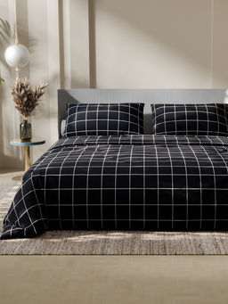 Постельное бельё Этель 1,5 сп Клетка цвет чёрный 143х215, 150х214, 50х70см-2 шт, бязь, 125г/м2  фото 6