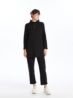 Yar?m Bal?k?? Yaka Kad?n Kal?n Sweatshirt Tunik