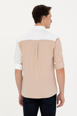 Мужская рубашка песочного цвета с длинным рукавом Неожиданная скидка в корзине - U.s. polo assn фото 5