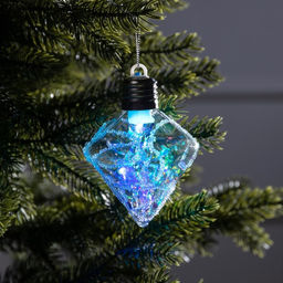 Ёлочный шар Морозный кристалл, 11х7.5 см, 1 LED, от батареек, свечение RGB