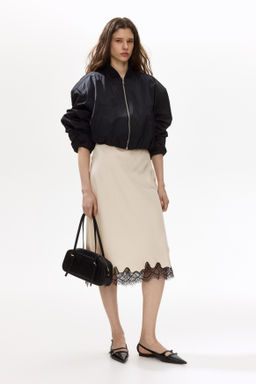 Falda lencera con ribete de encaje - H&m фото 7