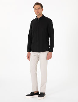 Siyah Oxford Slim Fit Kolay _t_lenebilir G_mlek