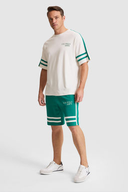 Erkek Krem Comfort Fit Bisiklet Yaka Ti__rt