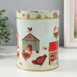 Шкатулка металл цилиндр Курятник набор 3 шт 7,5х7,5х10,7 9х9х12,7 10,5х10,5х13,5 см - Simaland фото 3