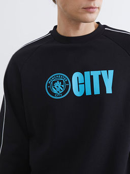 Bisiklet Yaka Manchester City Bask?l? Erkek Sweatshirt