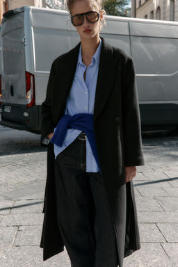 LONG WOOL COAT WITH BELT - Zara фото 2