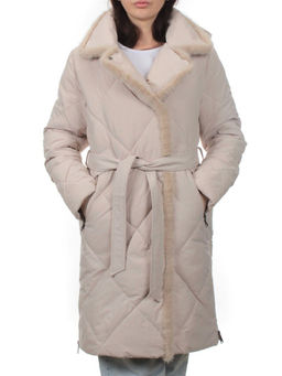 309 BEIGE Пальто зимнее стеганое женское (200 гр. холлофайбер, натуральная норка)