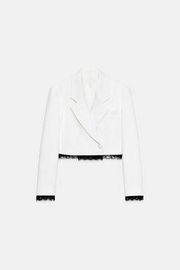 BLAZER COMBINADA ENCAJE HOMBRERAS / Blanco roto - Zara фото 7