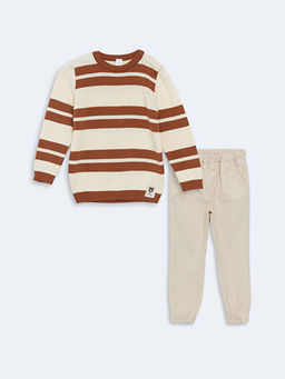 ?izgili Erkek ?ocuk Kazak ve Pantolon 2li Tak?m