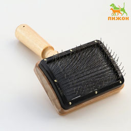 Щетка деревянная Премиум без капель для длинношерстных животных, основание 80х60 мм