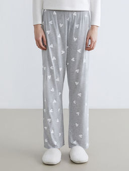 Beli Lastikli Kalp Bask?l? Kad?n Pijama Alt?