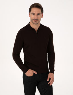 Kahverengi Slim Fit Pamuk Kar___ml_ Bisiklet Yaka Basic Triko Kazak - Cacharel фото 3