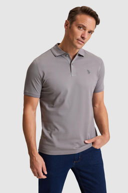 Erkek Gri Regular Fit Polo Yaka Basic Ti__rt