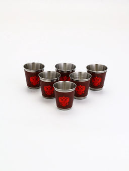 Стопки в чехле Герб, нержавеющая сталь, набор 6 шт. ? 75 мл