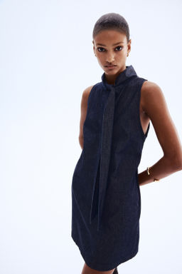 Vestido denim con cuello fular - H&m фото 3