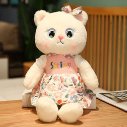 Мягкая игрушка Кошка с глазами аниме меховая в платье 25 см - Storyland фото 5