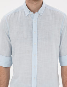 A__k Mavi Keten G_r_n_ml_ Slim Fit Uzun Kollu G_mlek - Pierre cardin фото 6