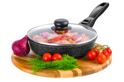 Сковорода глубокая 20 см ГАРМОНИЯ ВКУСА Черный мрамор С КРЫШКОЙ ф20, с/р, 41*21*10 см - Elan gallery фото 3