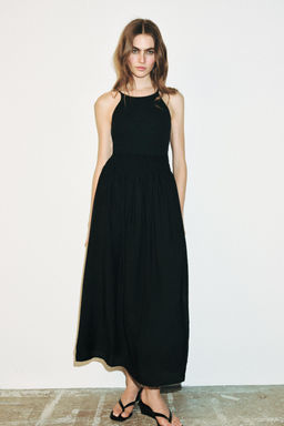 VESTIDO COMBINADO TIRANTES / Negro