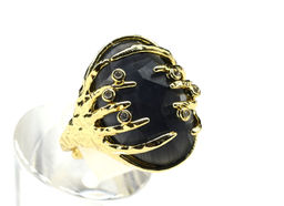 Кольцо из сплава с кошачьим глазом цв.черный