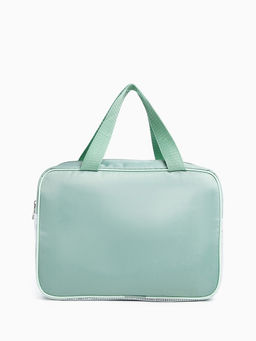 Косметичка - сумочка на молнии с сеткой, с ручками, с вышивкой, зелёная - Simaland фото 2