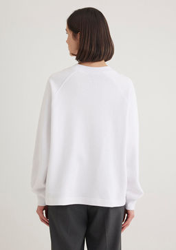 Bisiklet Yaka Beyaz Sweatshirt - Mavi фото 4
