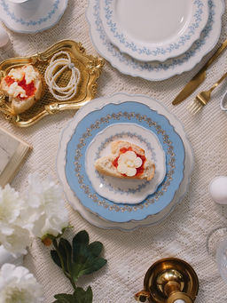 Тарелка глубокая WY Royal blue, 220 мл, d=21.5 см, фарфор, белая, голубая